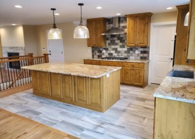 Kitchen with wood working table