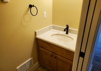 Bathroom sink with cabinet underneath